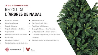 Avui dilluns s’inicia la campanya de recollida d’arbres de Nadal a Vic .