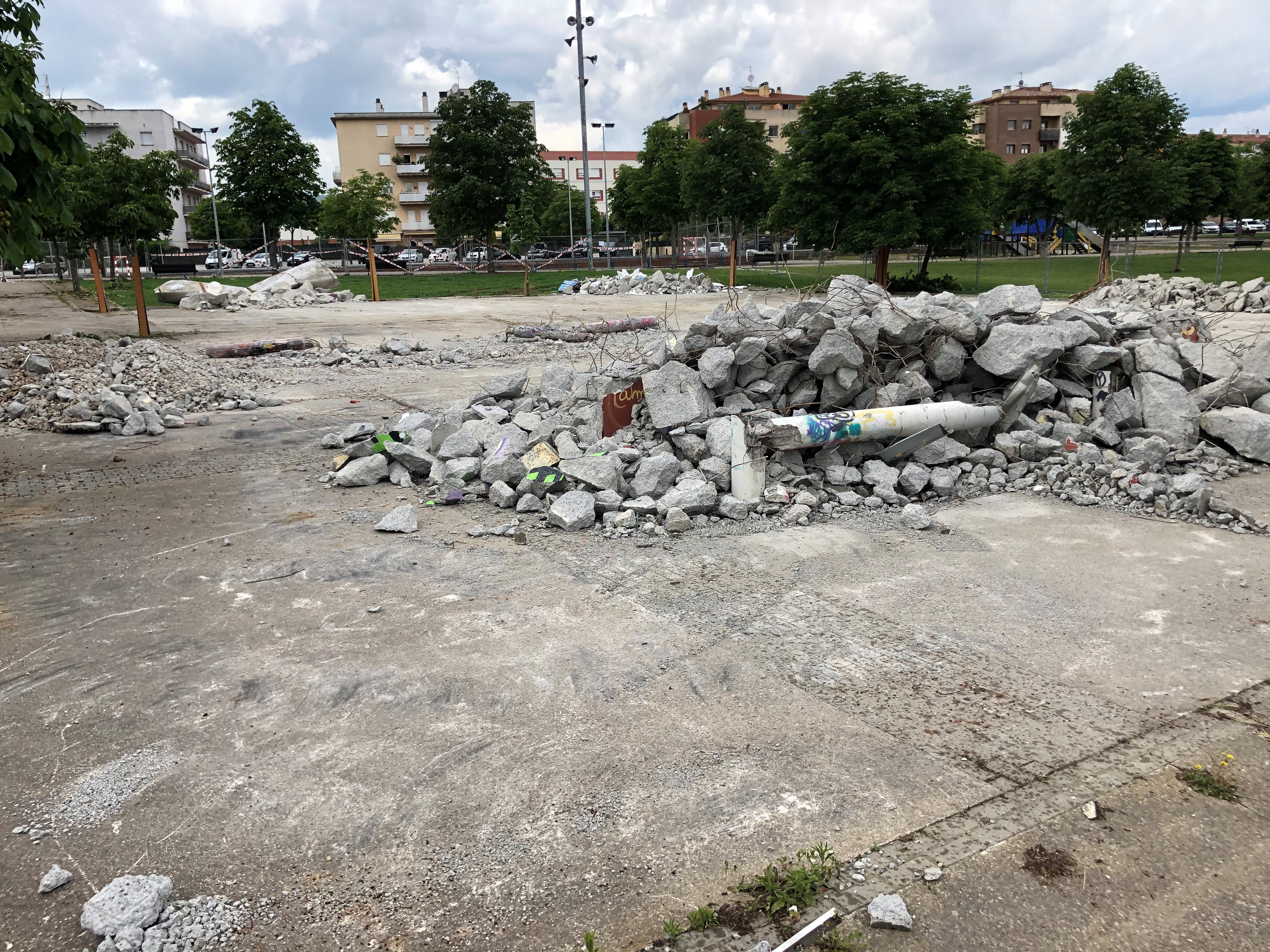 Obres de construcció de l'skatepark de Vic