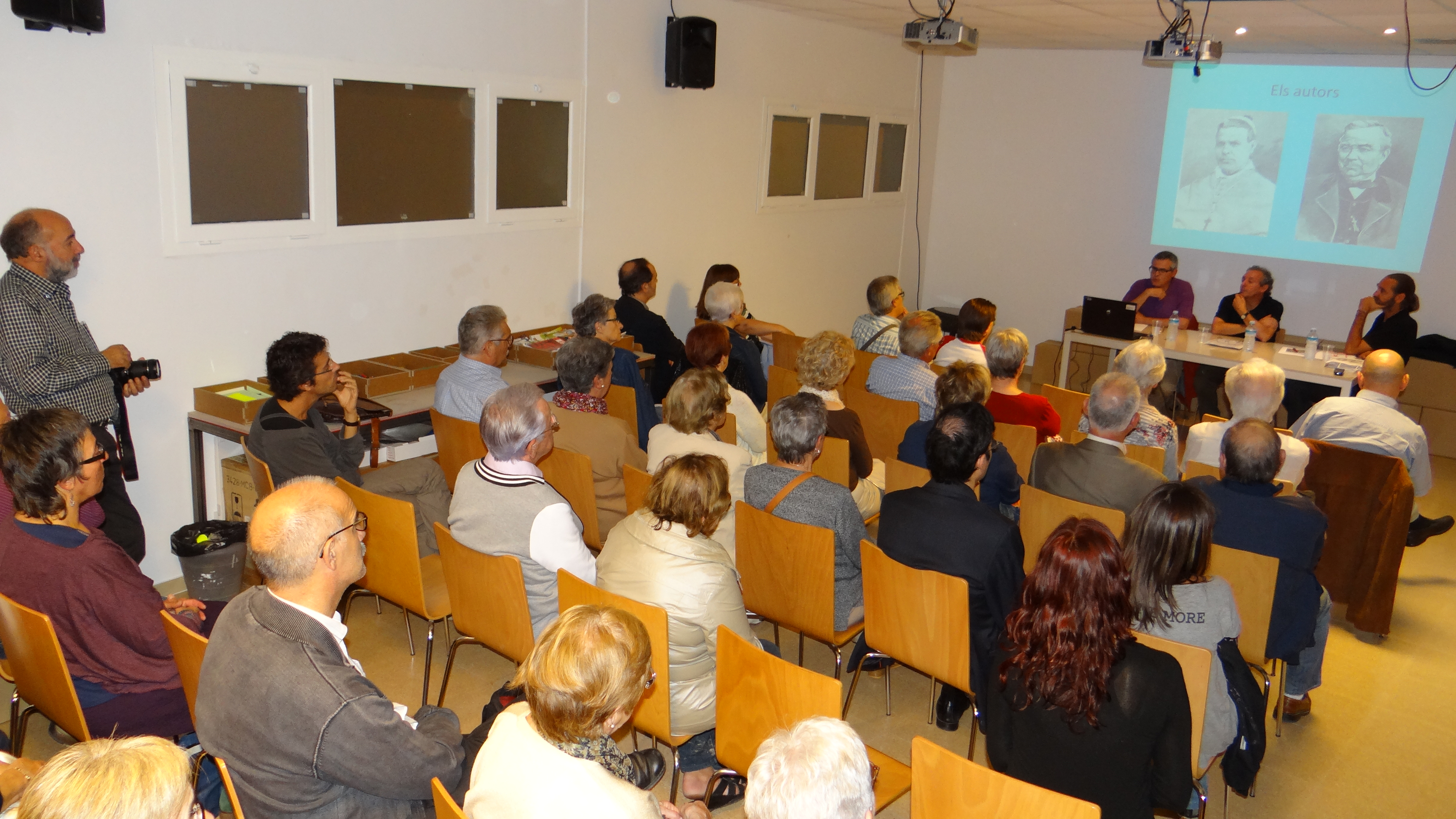 Pasqual Bernat, Pep Comeres i Josep Rafús a l’acte d’ahir per commemorar els 150 anys de la riuada a Vic