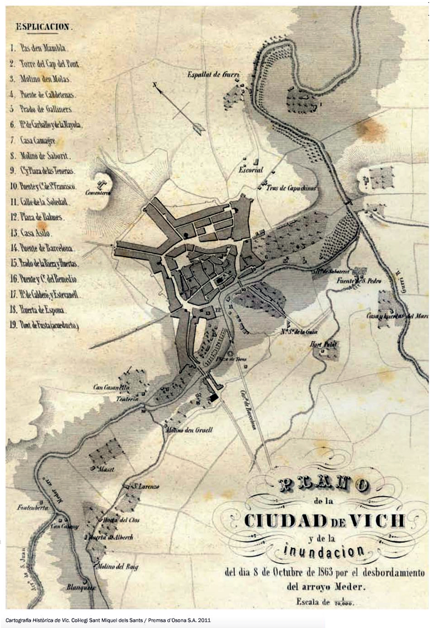 Cartografia de l’inundació de Vic del 1863