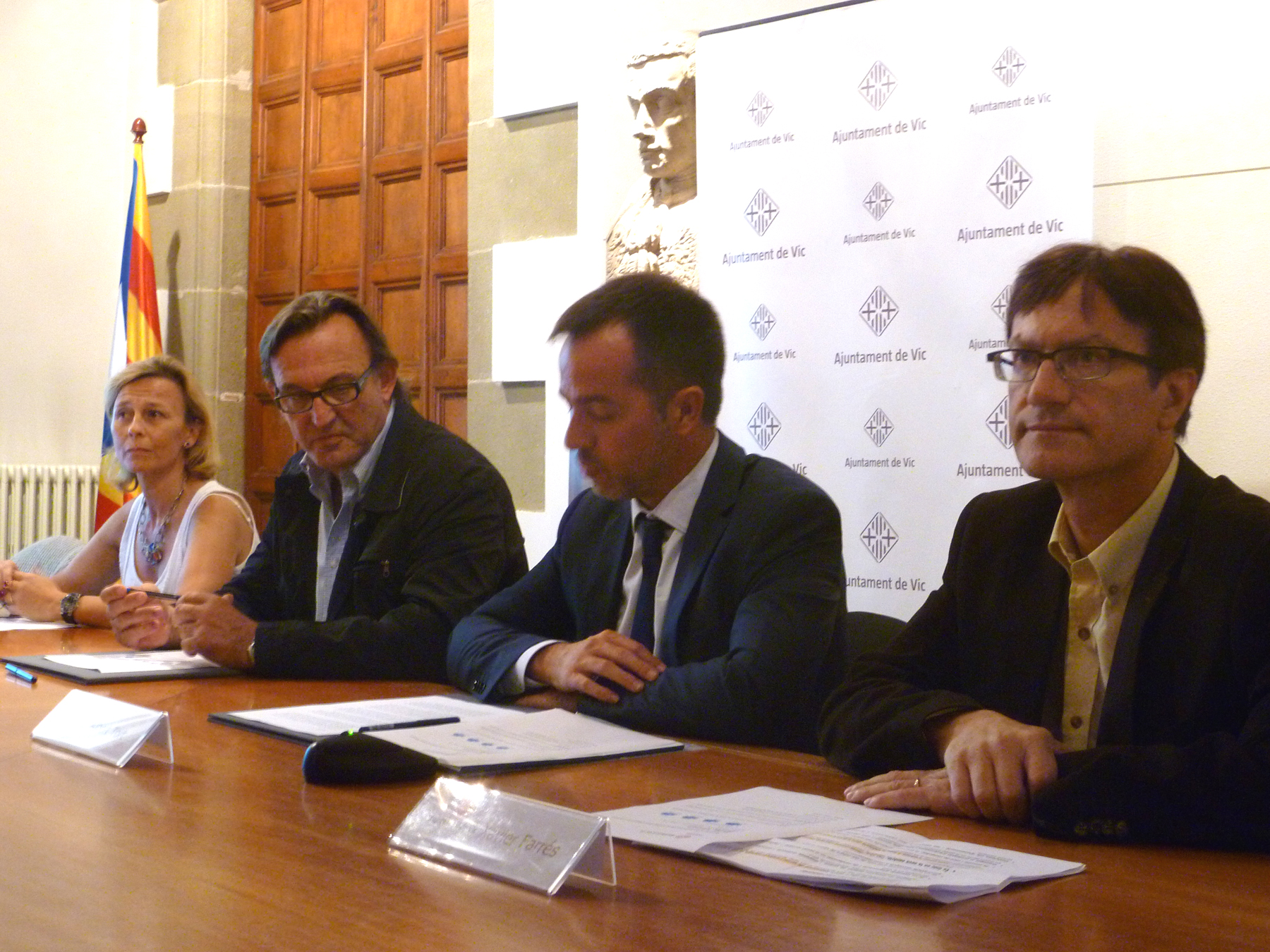 Gisel Fontanet, Josep M. Vila d’Abadal, Albert Tort i Xavier Farrés a la presentació de l’Infermera virtual