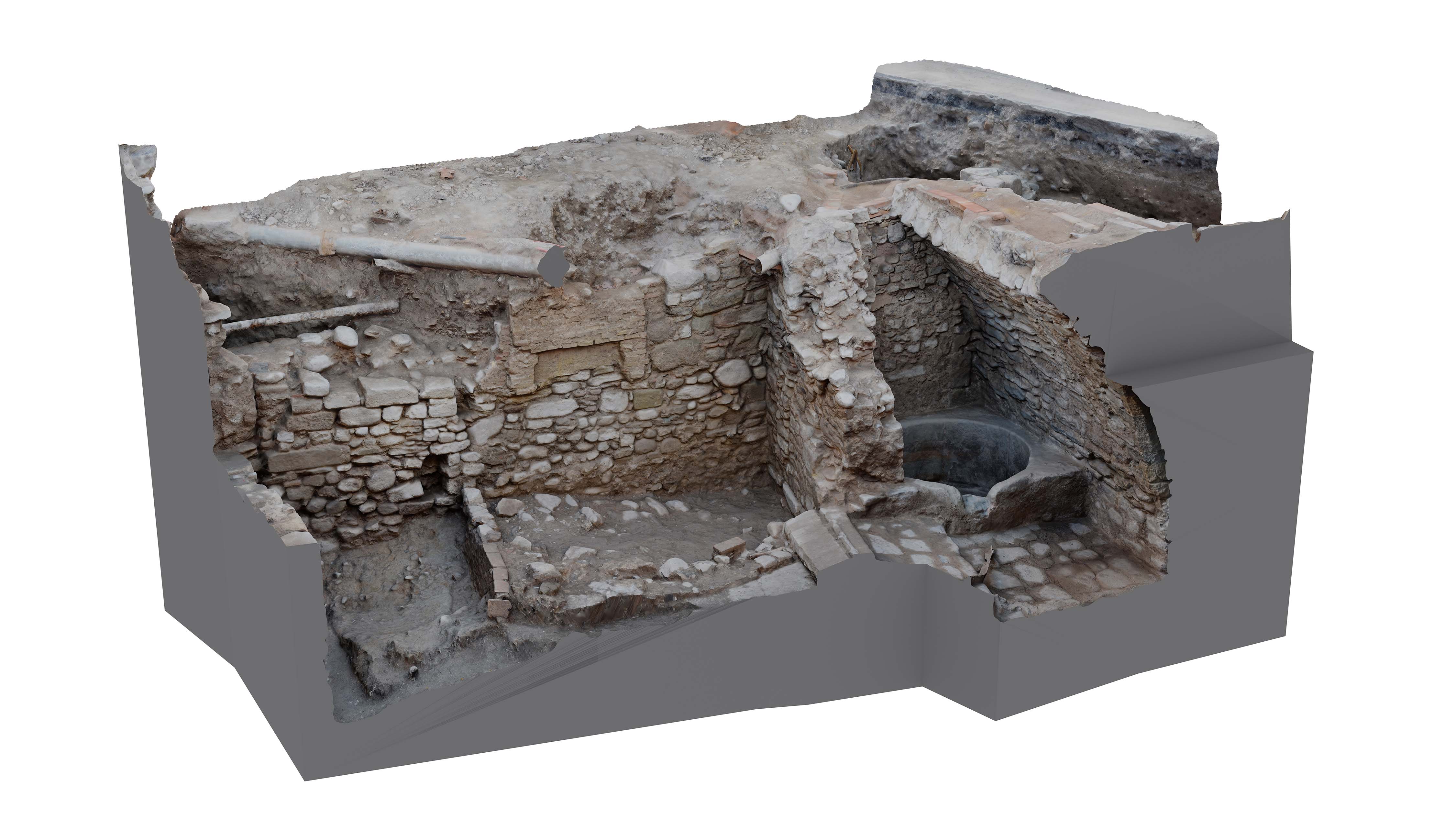 Imatge en 3D de les troballes sota el pont romànic