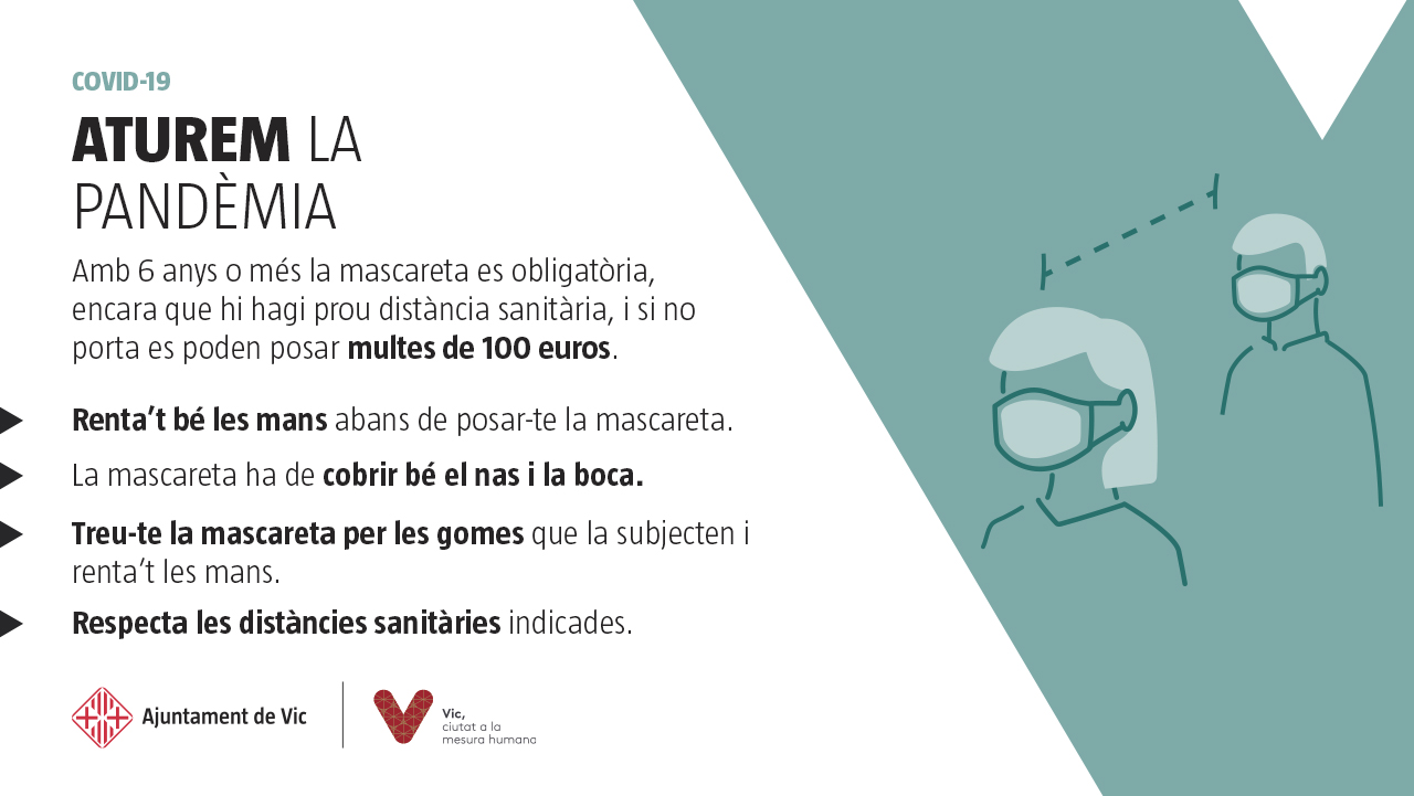 Cartell informatiu sobre l'obligació de dur mascareta