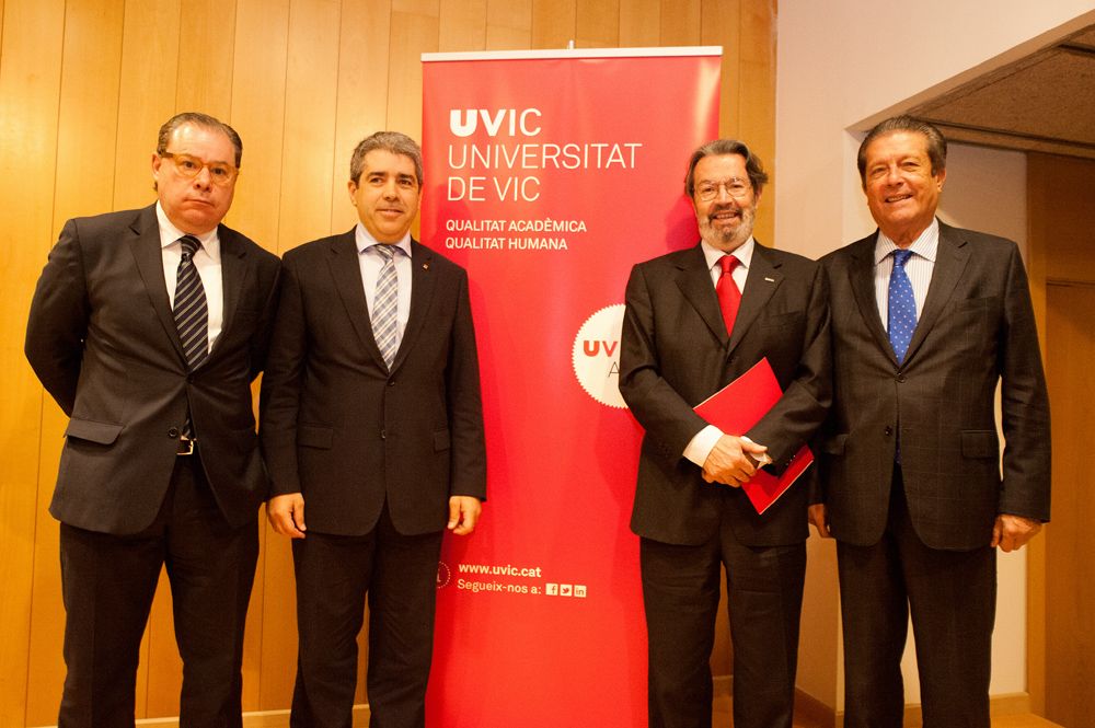 Josep Arimany, Francesc Homs, Jordi Montaña i Federico Mayor Zaragoza a l'acte d'avui a la UVic