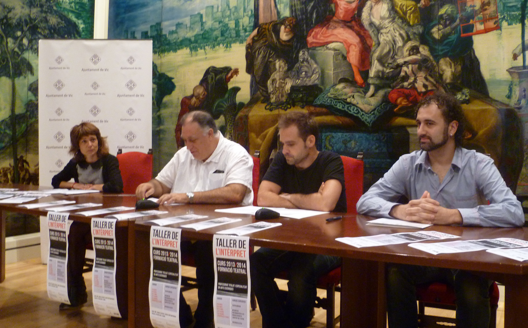 Marian Toril , Joan López Carol, Jordi Arqués i Toni Font a la presentació d’avui del Taller d’Intèrpret
