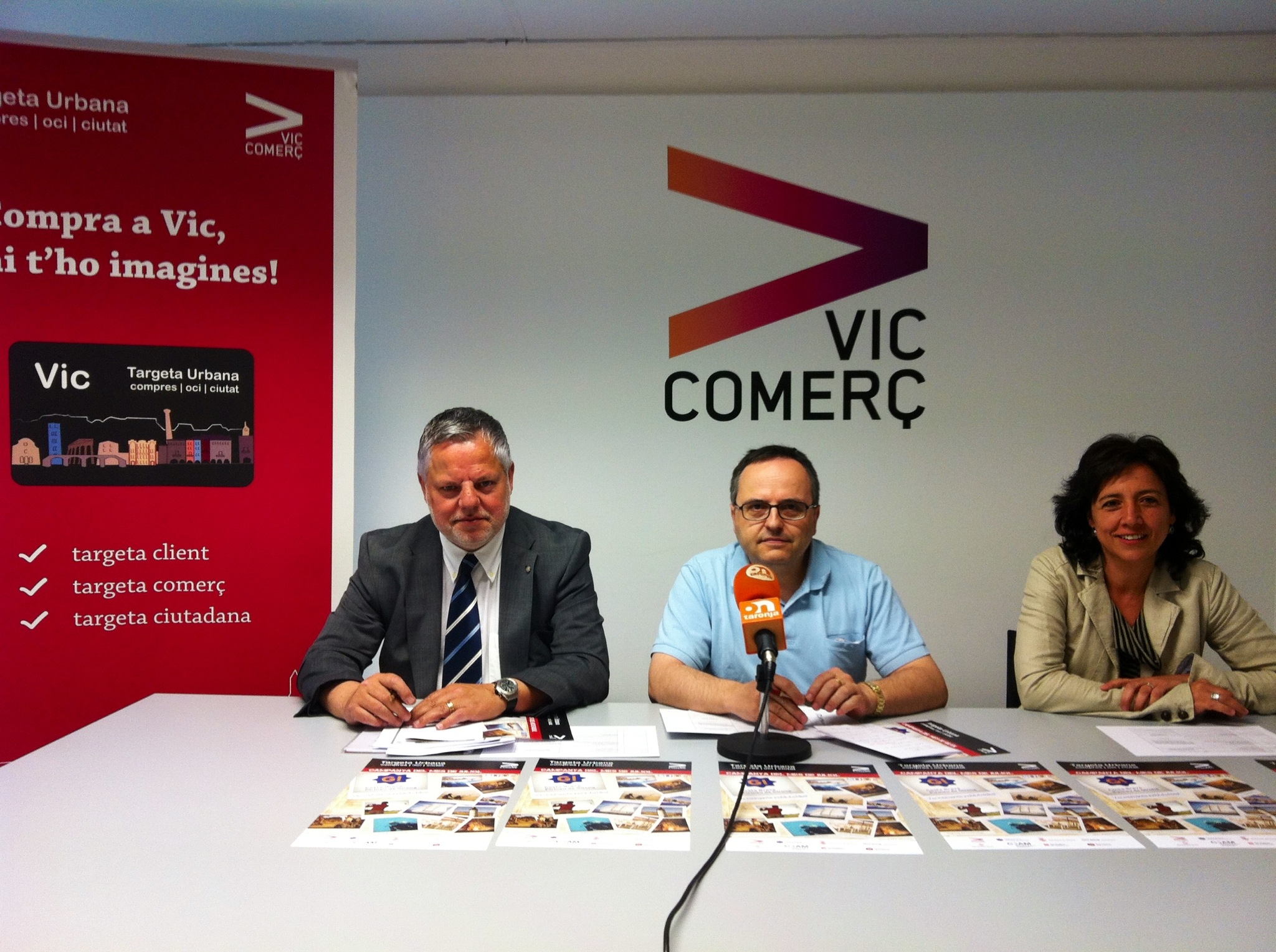 Ramon Ramos, Toni Brachs i Anna Erra a la presentació d'ahir de la campanya