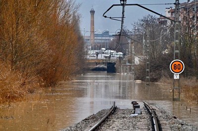 Afectacions ferroviàries arran del temporal Gloria. Foto: Josep M. Montaner.