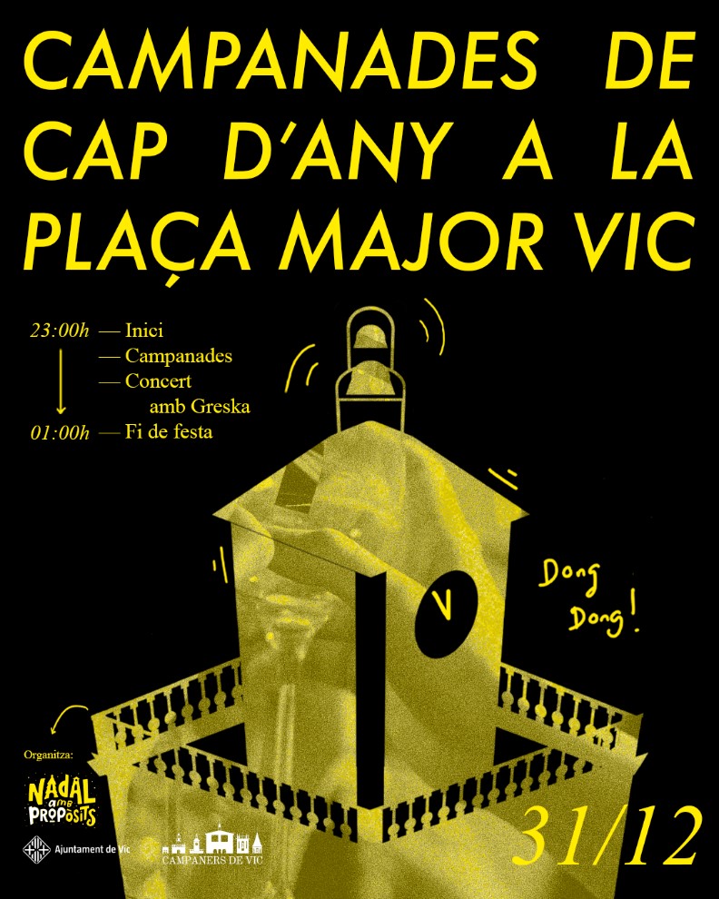 Cartell de les campanades de Cap d'Any a la plaça Major