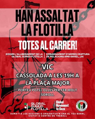 Cassolada contra l'assalt a la flotilla de Global Sumud.