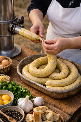 Taller d'elaboració de botifarra d'ou.