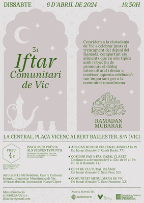 Vic acull el tercer Iftar Comunitari per donar a conèixer la festivitat del Ramadà a tota la ciutadania.