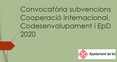 OBERTA LA CONVOCATÒRIA DE SUBVENCIONS PER A PROJECTES DE COOPERACIÓ 2021.