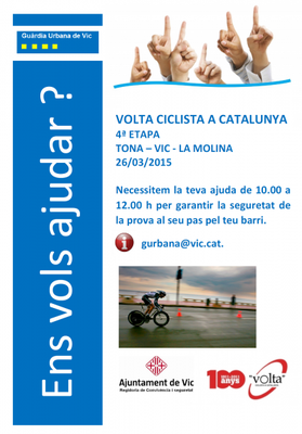 Cartell del Voluntariat per a la Volta Ciclista a Catalunya.