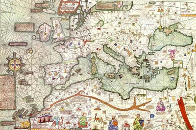 Un fragment de l’Atles Català d’Abraham Cresques (c. 1375)..