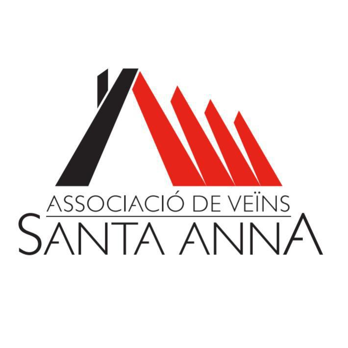 Logotip AVV del Barri de Santa Anna, fet d'uns triangles en línia i en perspectiva de color vermell.