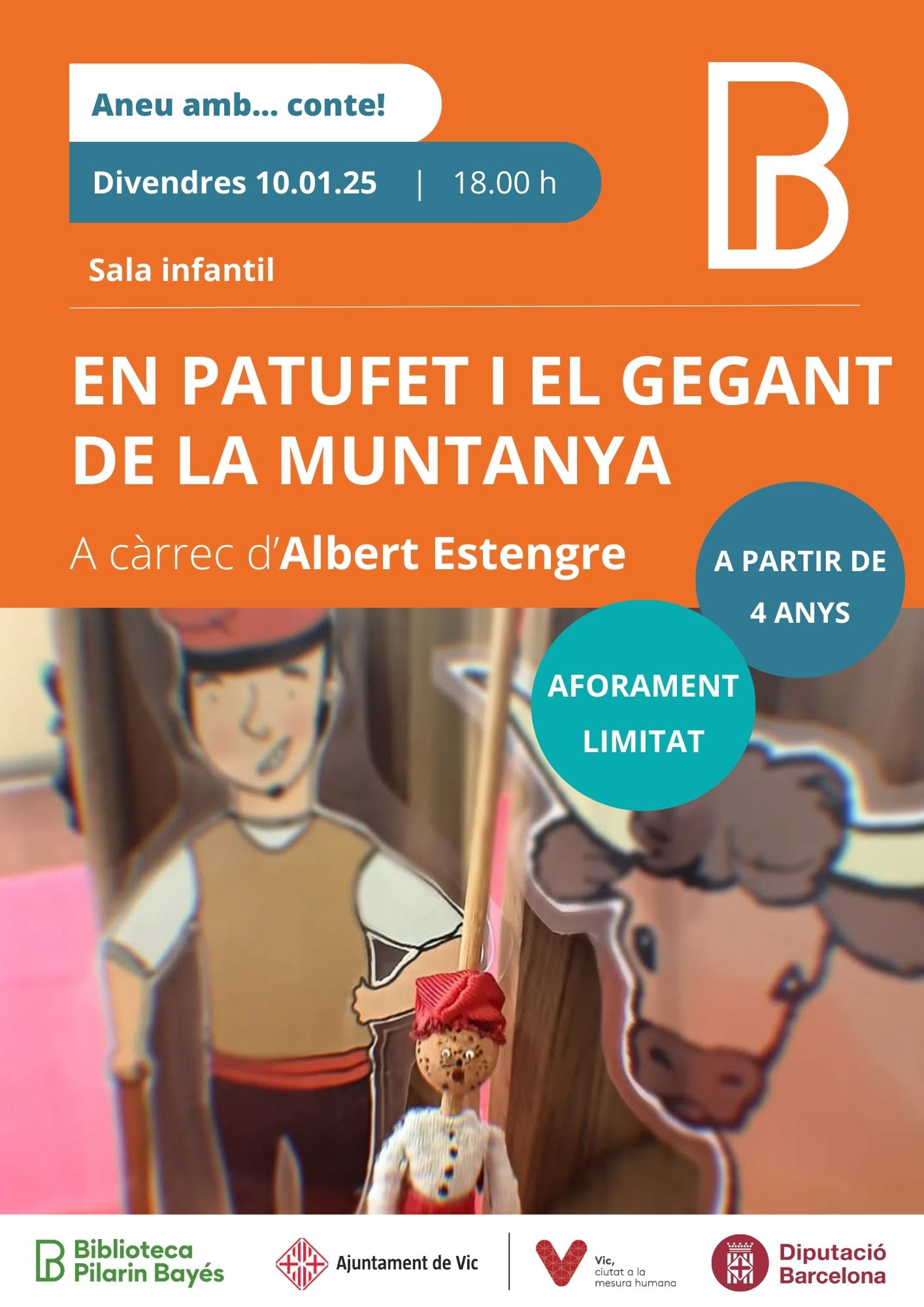 Cartell Aneu amb...conte! "En Patufet i el gegant de la muntanya"