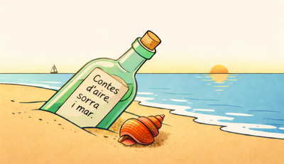 Dibuix d'una ampolla a la platja de la sorra..