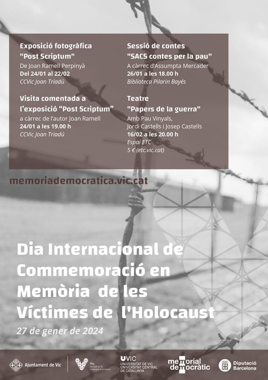 Cartell amb les activitats del programa de Memòria Democràtica 2024.