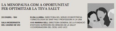 LA MENOPAUSA COM A OPORTUNITAT  PER OPTIMITZAR LA TEVA SALUT.