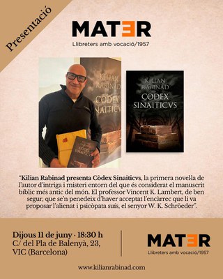 Presentació del  llibre "CÒDEX SINAITICVS" de Kilian Rabinad.