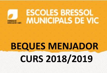 Publicació de la llista provisional de Beques Menjador per als alumnes de les Escoles Bressol Municipals de Vic, per al curs 2018-2019.