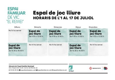 Horari juliol 2026