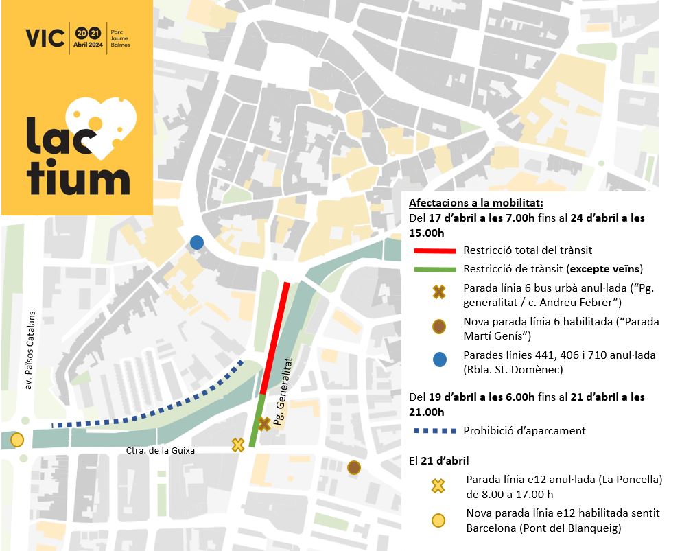 Mapa de la zona on hi haurà les afectacions a la mobilitat