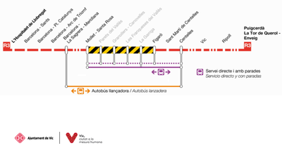 Modificacions del servei de la línia R3 a partir del 12 d'octubre de 2023.